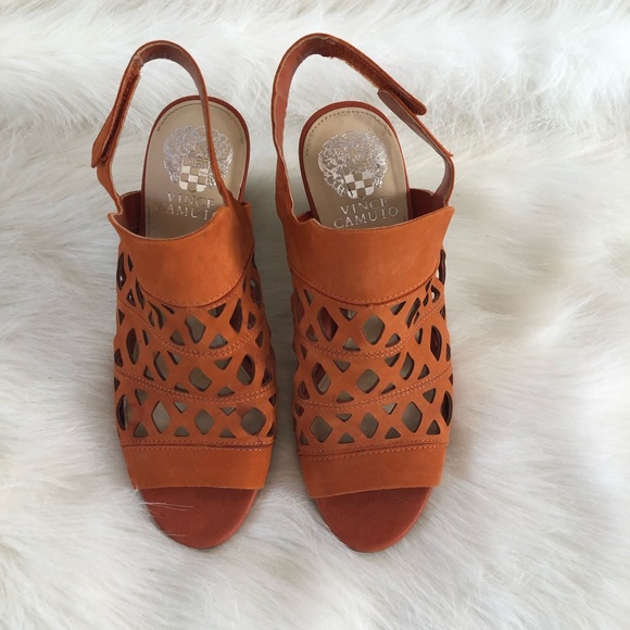 Vince Camuto Shoes - Vince Camuto suede laser cut block heels
